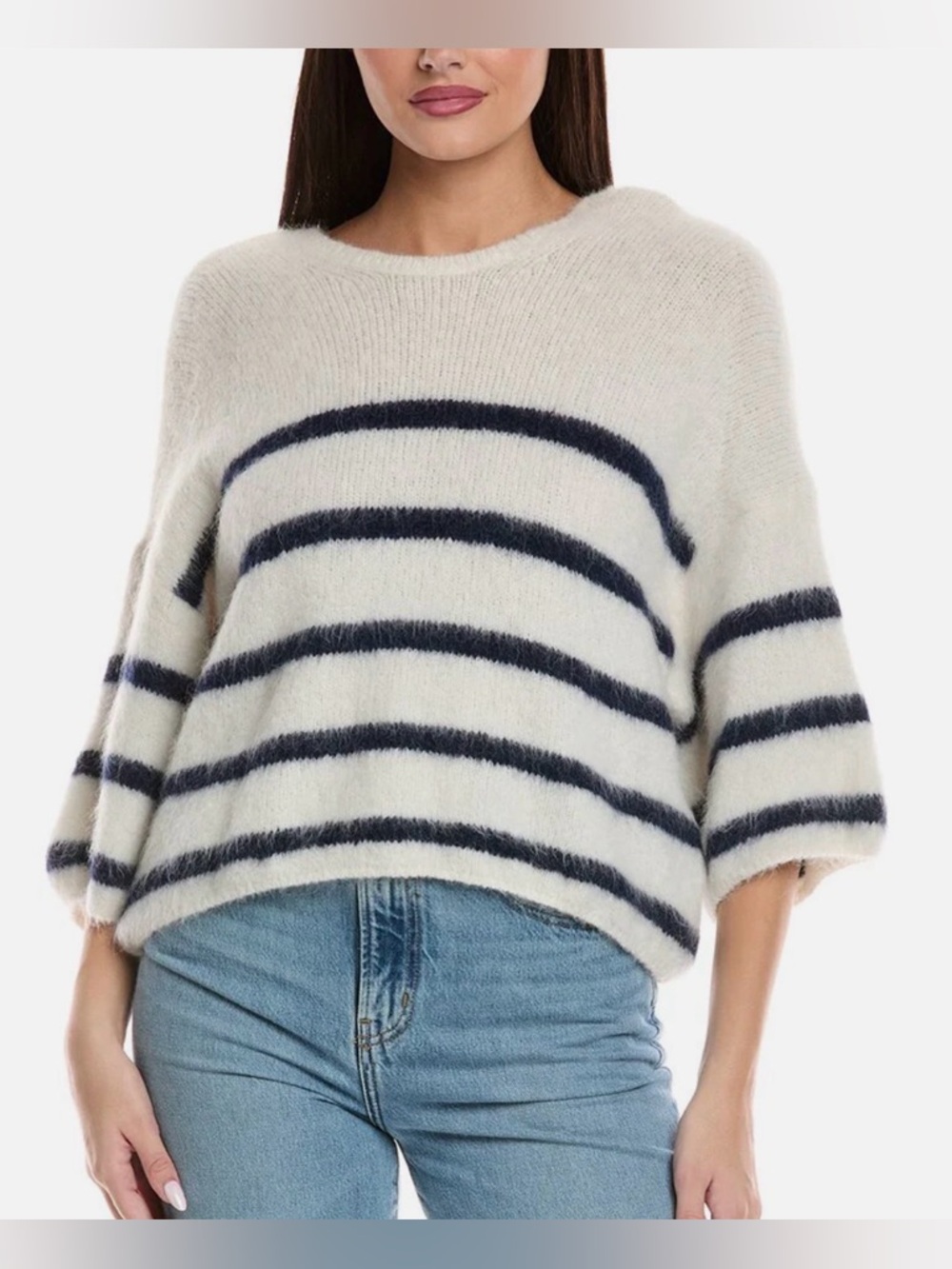 NWT- ba&sh Biguel Sweater - Ecru/Navy - Size 0 (XS)